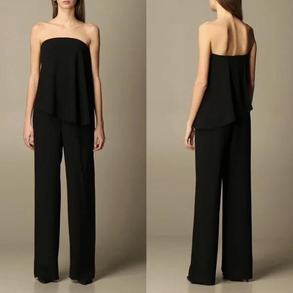 NWT Emporio Armani Strapless Straight Leg Jumpsuit in Black Sz. 40 - Picture 2 of 5